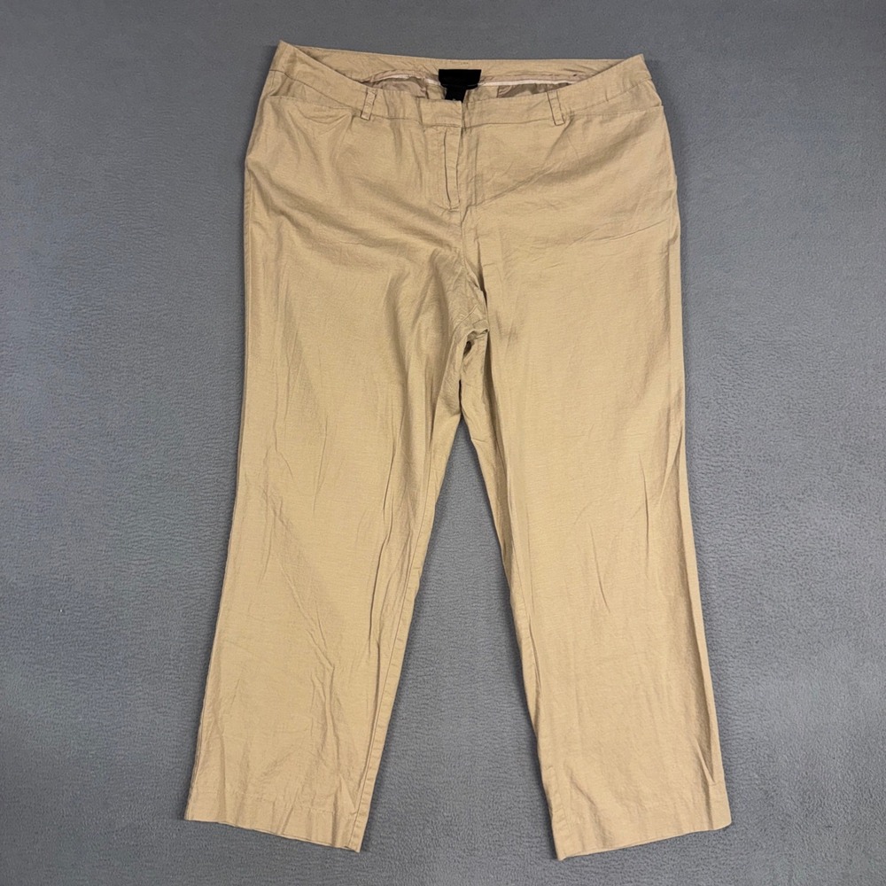 Lane Bryant Pants Womens 20 Brown Straight Leg Career Linen Blend Trousers